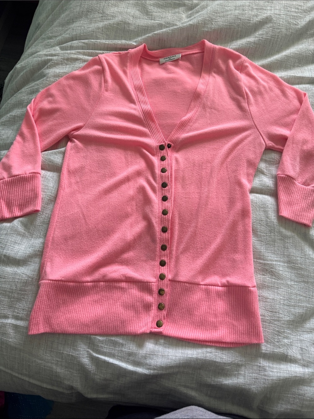 Zenana Outfitters hot Pink Button-Front V-Neck Cardigan
